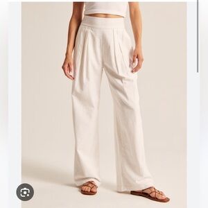 NWT Abercrombie and Fitch Linen-Blend Ultra Wide-Leg Pant Medium Long